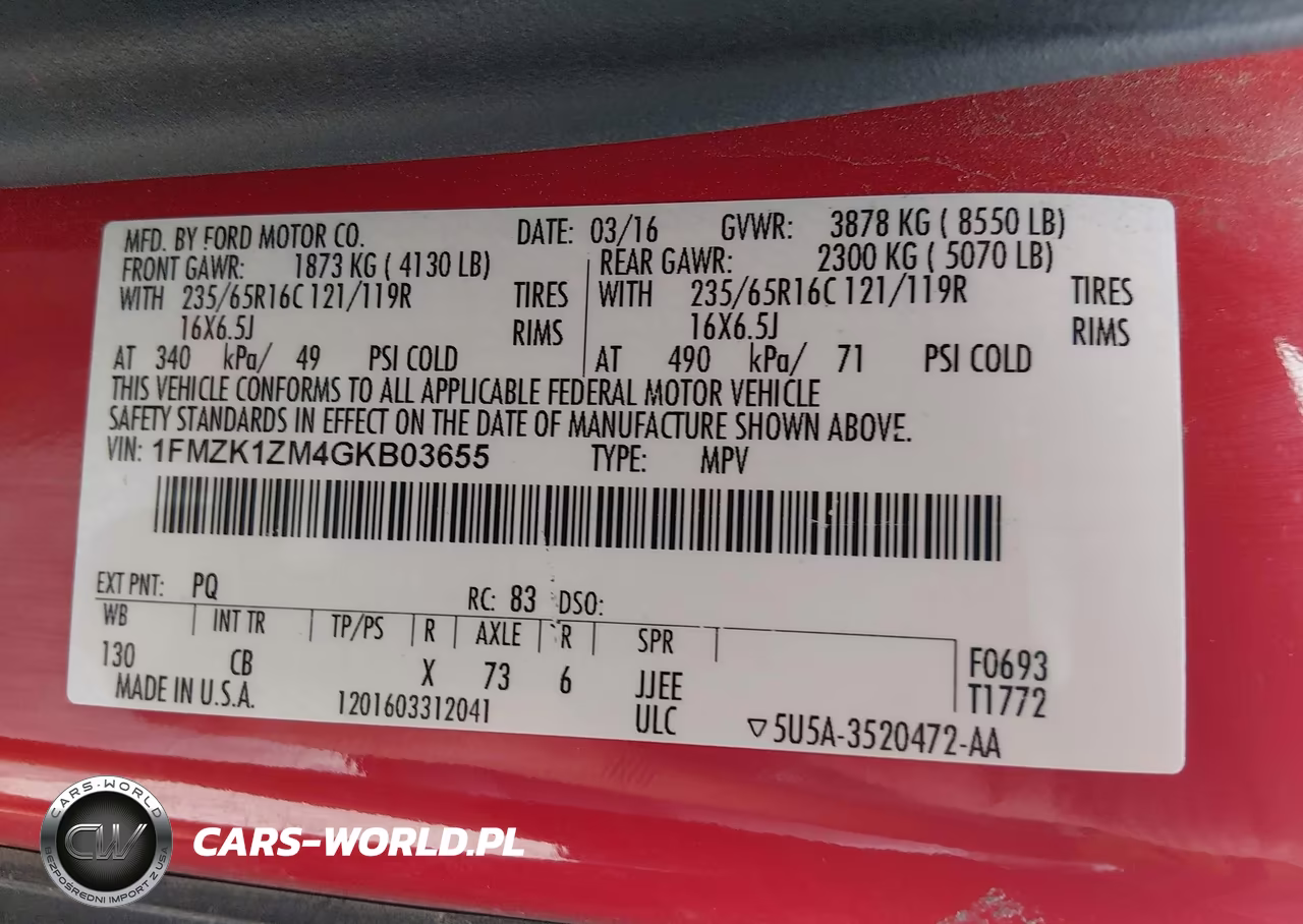 2016 Ford Transit-150 Xl VIN:1FMZK1ZM4GKB03655 - 9
