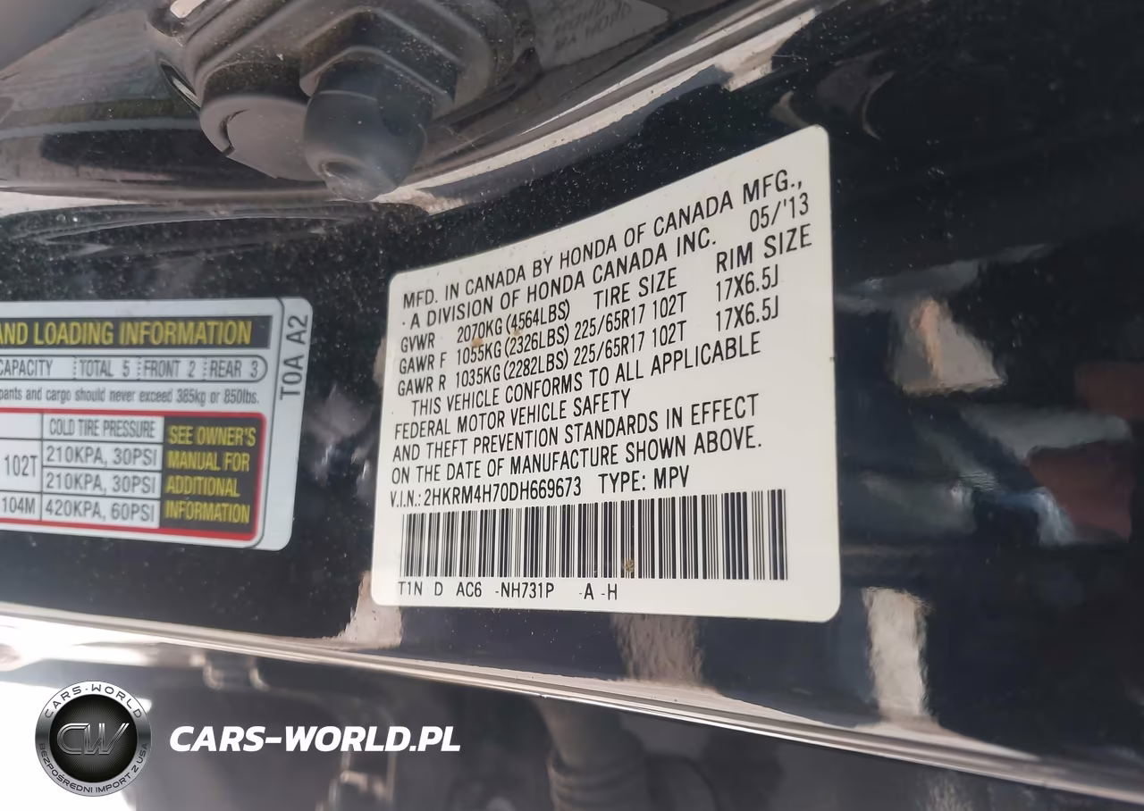 2013 Honda Cr-V Ex-L VIN:2HKRM4H70DH669673 - 9