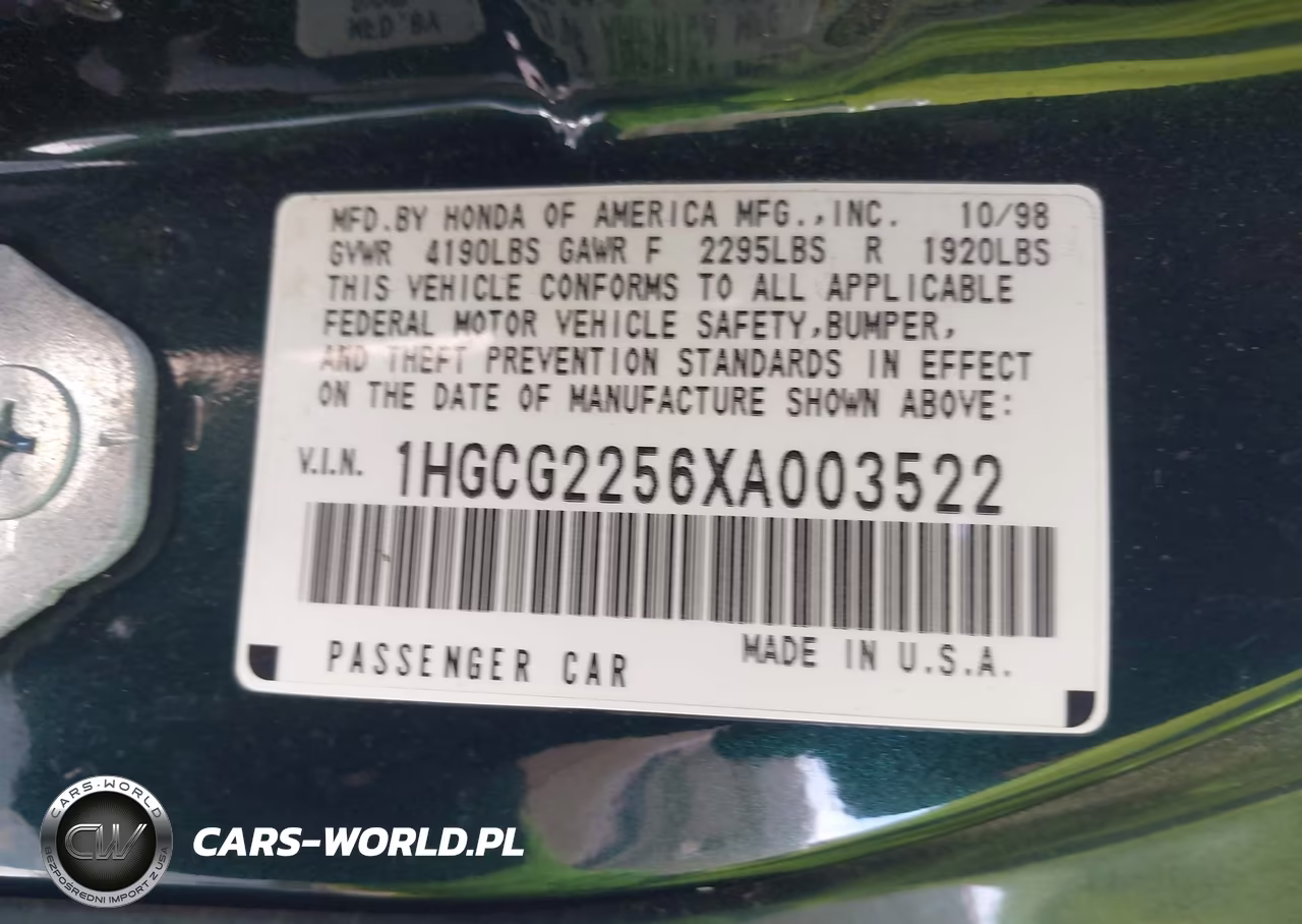 1999 Honda Accord Ex V6 VIN:1HGCG2256XA003522 - 9