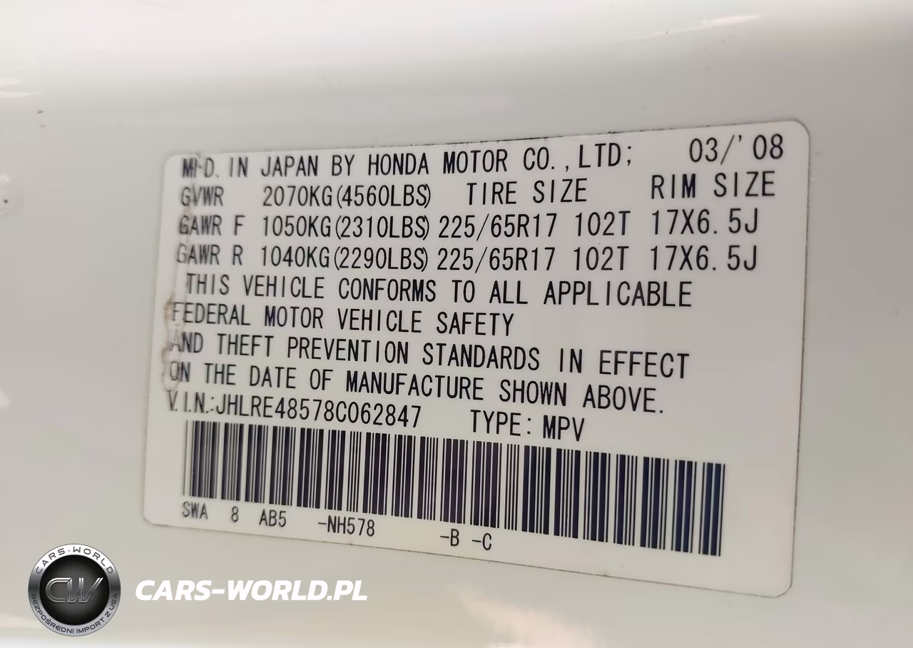 2008 Honda Cr-V Ex VIN:JHLRE48578C062847 - 9