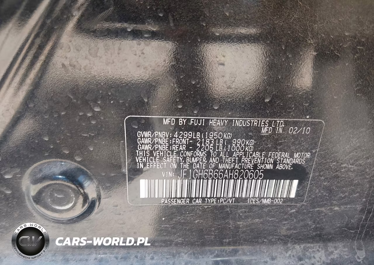 2010 Subaru Impreza 2.5I Premium VIN:JF1GH6B66AH820605 - 9