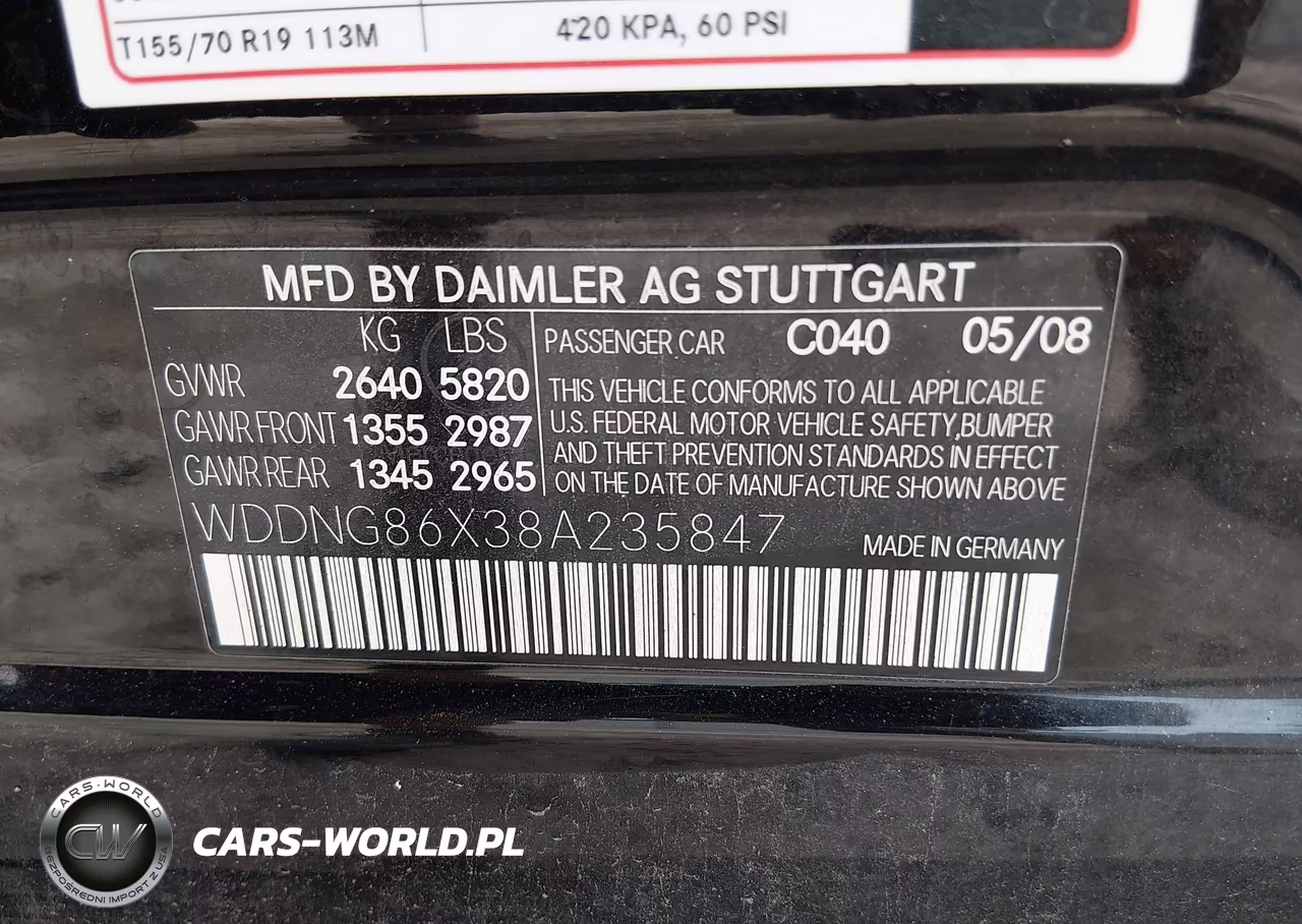 2008 Mercedes-Benz S 550 4Matic VIN:WDDNG86X38A235847 - 9