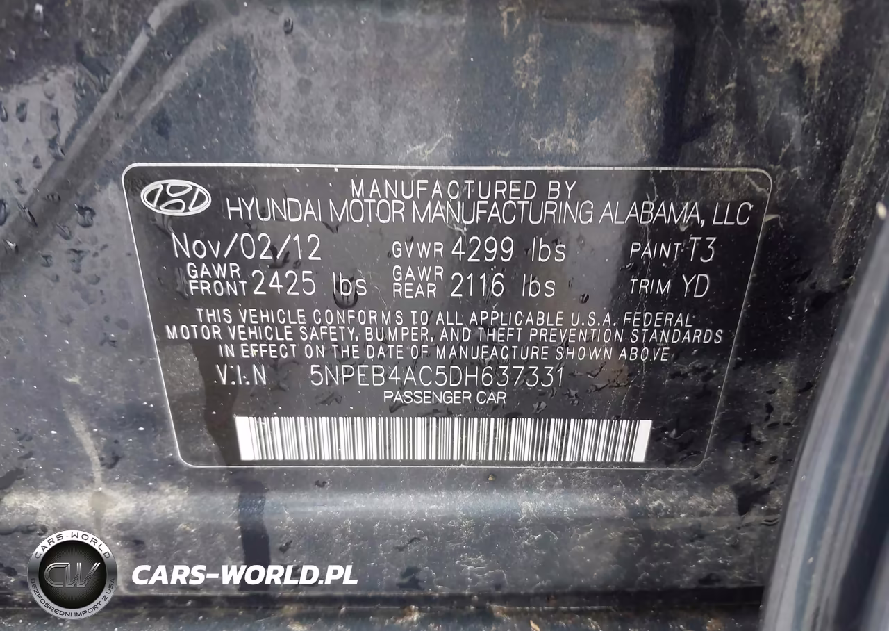 2013 Hyundai Sonata Gls VIN:5NPEB4AC5DH637331 - 9