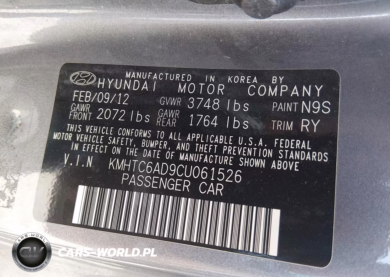 2012 Hyundai Veloster Base W-Black VIN:KMHTC6AD9CU061526 - 9