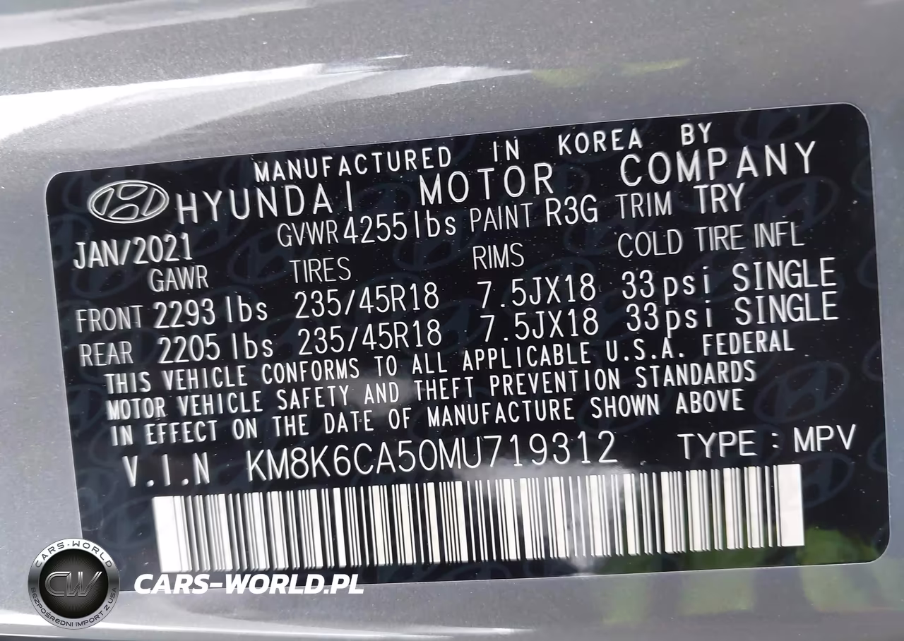 2021 Hyundai Kona Night VIN:KM8K6CA50MU719312 - 9