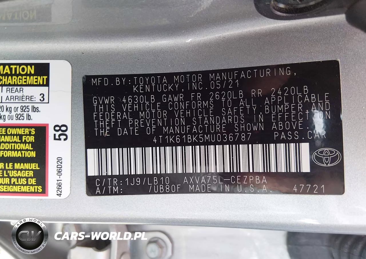 2021 Toyota Camry Xse Awd VIN:4T1K61BK5MU036787 - 9