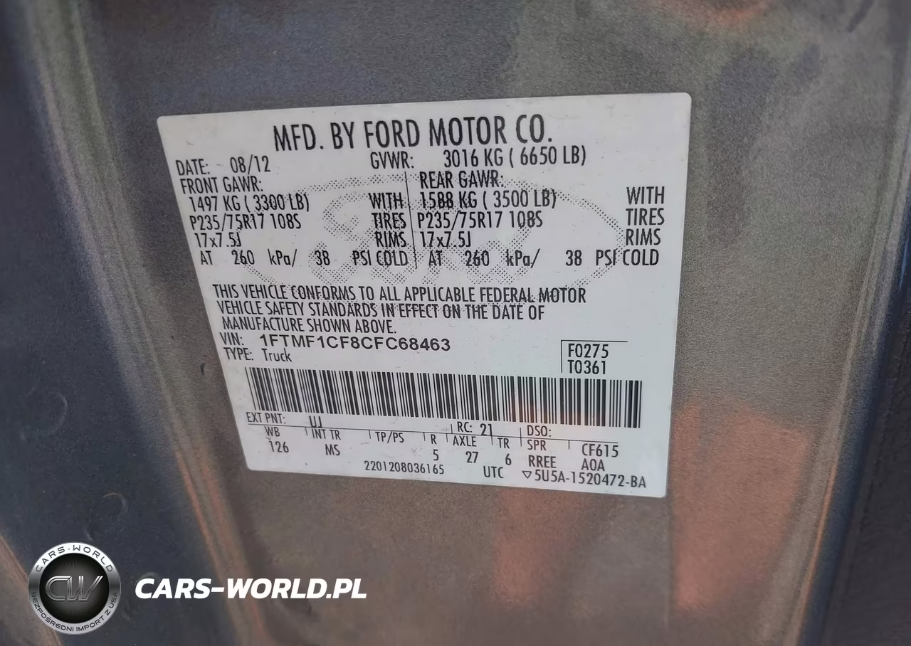 2012 Ford F-150 Xlt VIN:1FTMF1CF8CFC68463 - 9