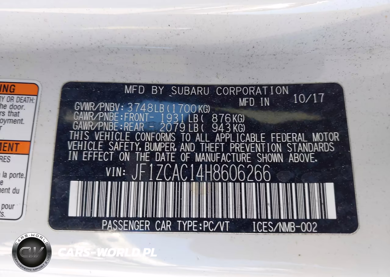 2017 Subaru Brz Limited VIN:JF1ZCAC14H8606266 - 9