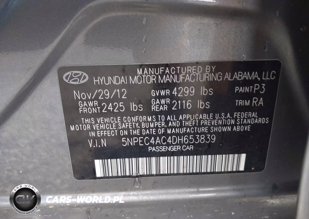 2013 Hyundai Sonata Limited VIN:5NPEC4AC4DH653839 - 9