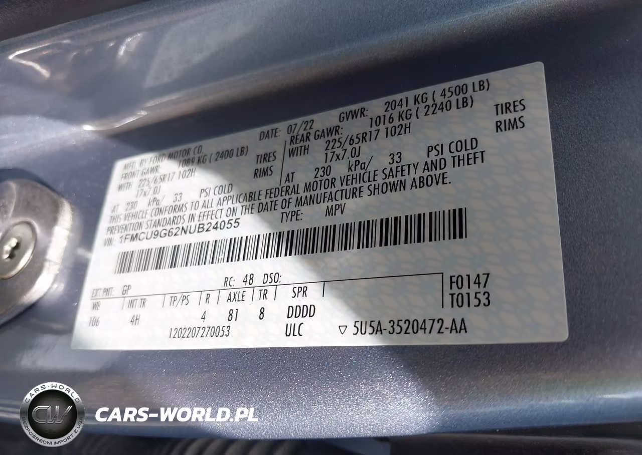 2022 Ford Escape Se VIN:1FMCU9G62NUB24055 - 9