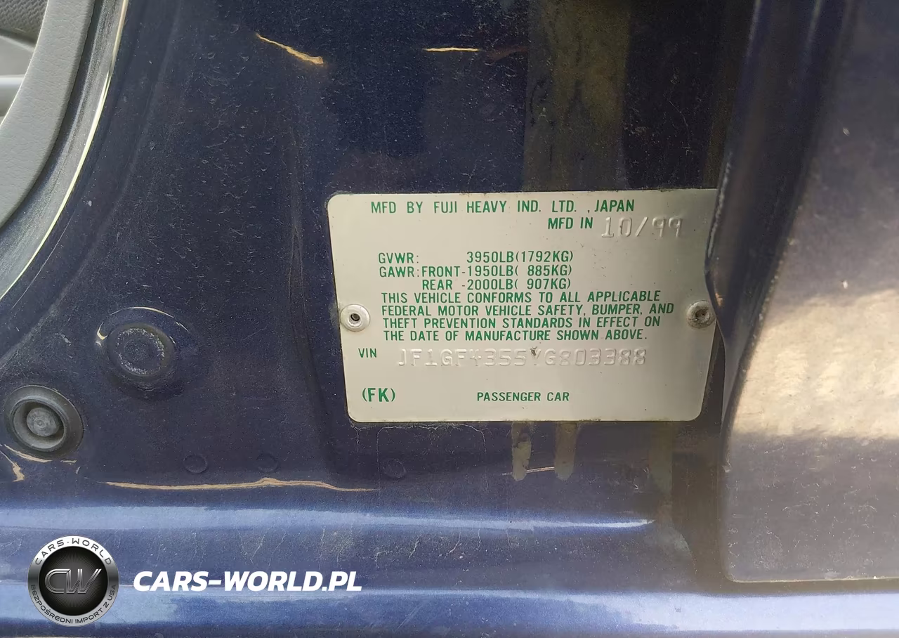 2000 Subaru Impreza L VIN:JF1GF4355YG803388 - 9