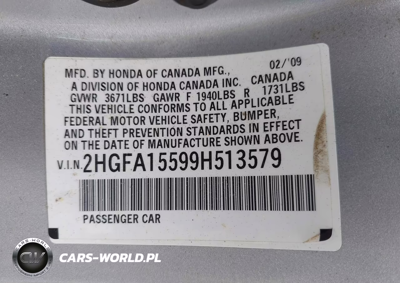2009 Honda Civic Lx VIN:2HGFA15599H513579 - 9
