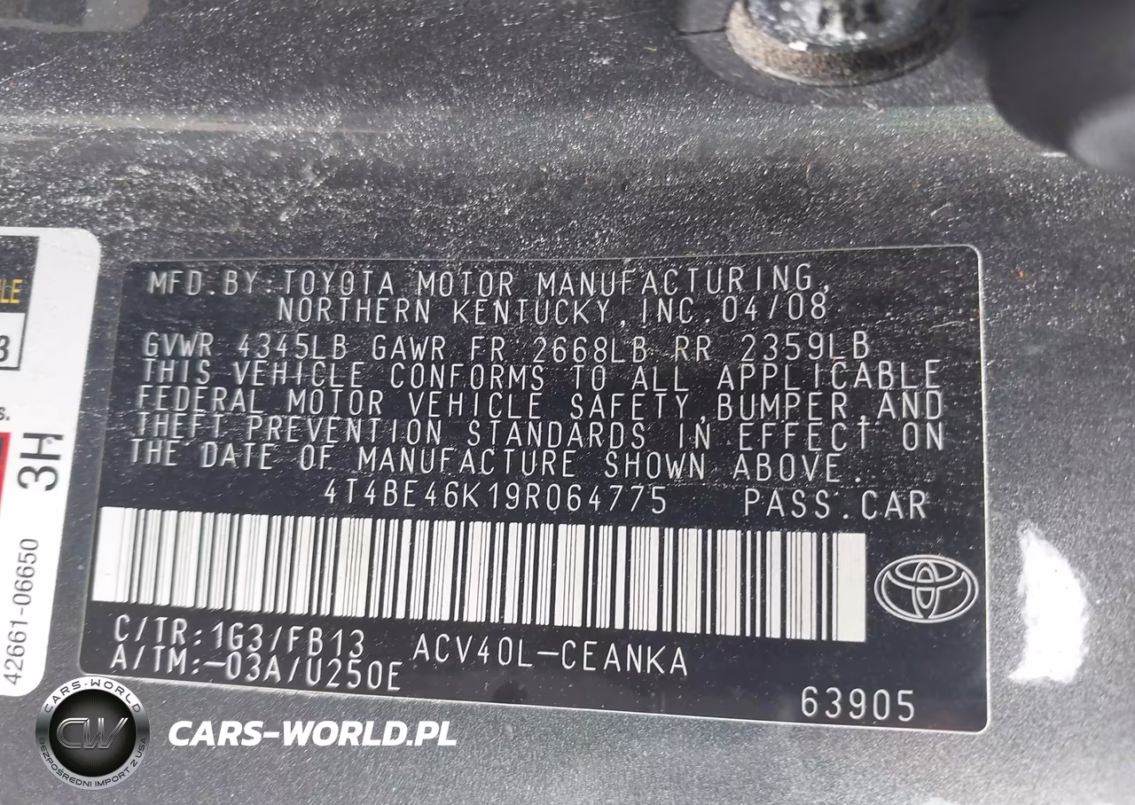 2009 Toyota Camry Le VIN:4T4BE46K19R064775 - 9