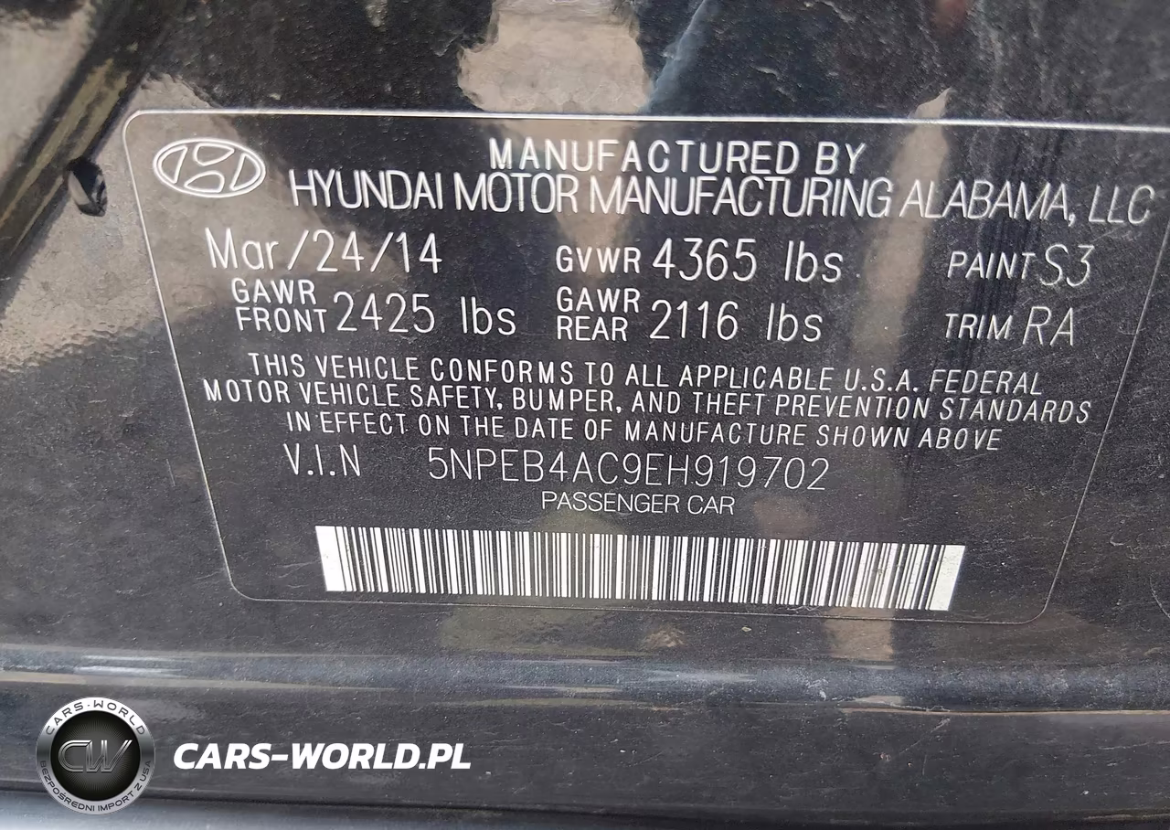 2014 Hyundai Sonata Gls VIN:5NPEB4AC9EH919702 - 9
