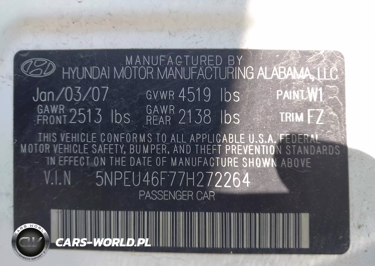 2007 Hyundai Sonata Limited-Limited W-Xm-Se-Se W-Xm VIN:5NPEU46F77H272264 - 9