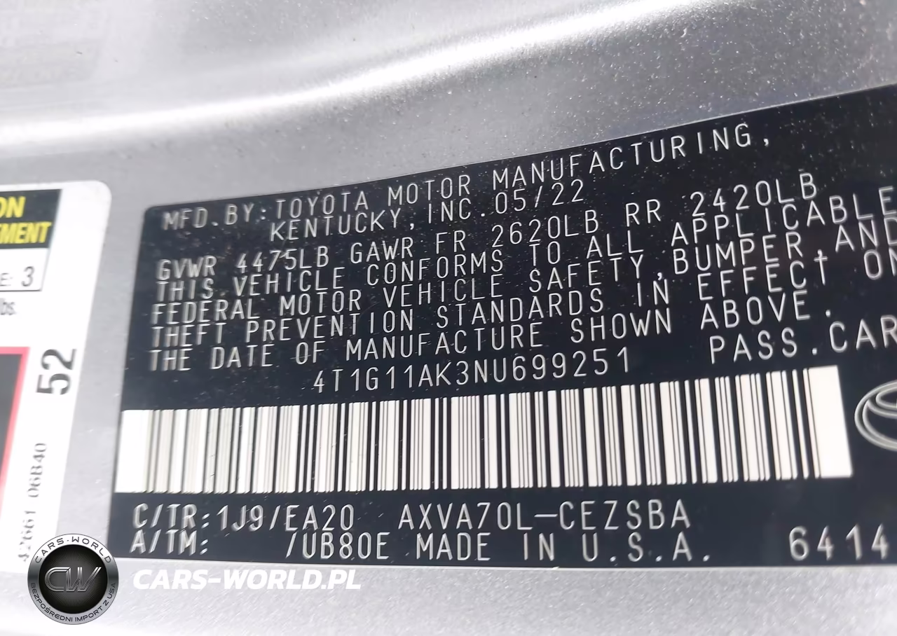 2022 Toyota Camry Se VIN:4T1G11AK3NU699251 - 9