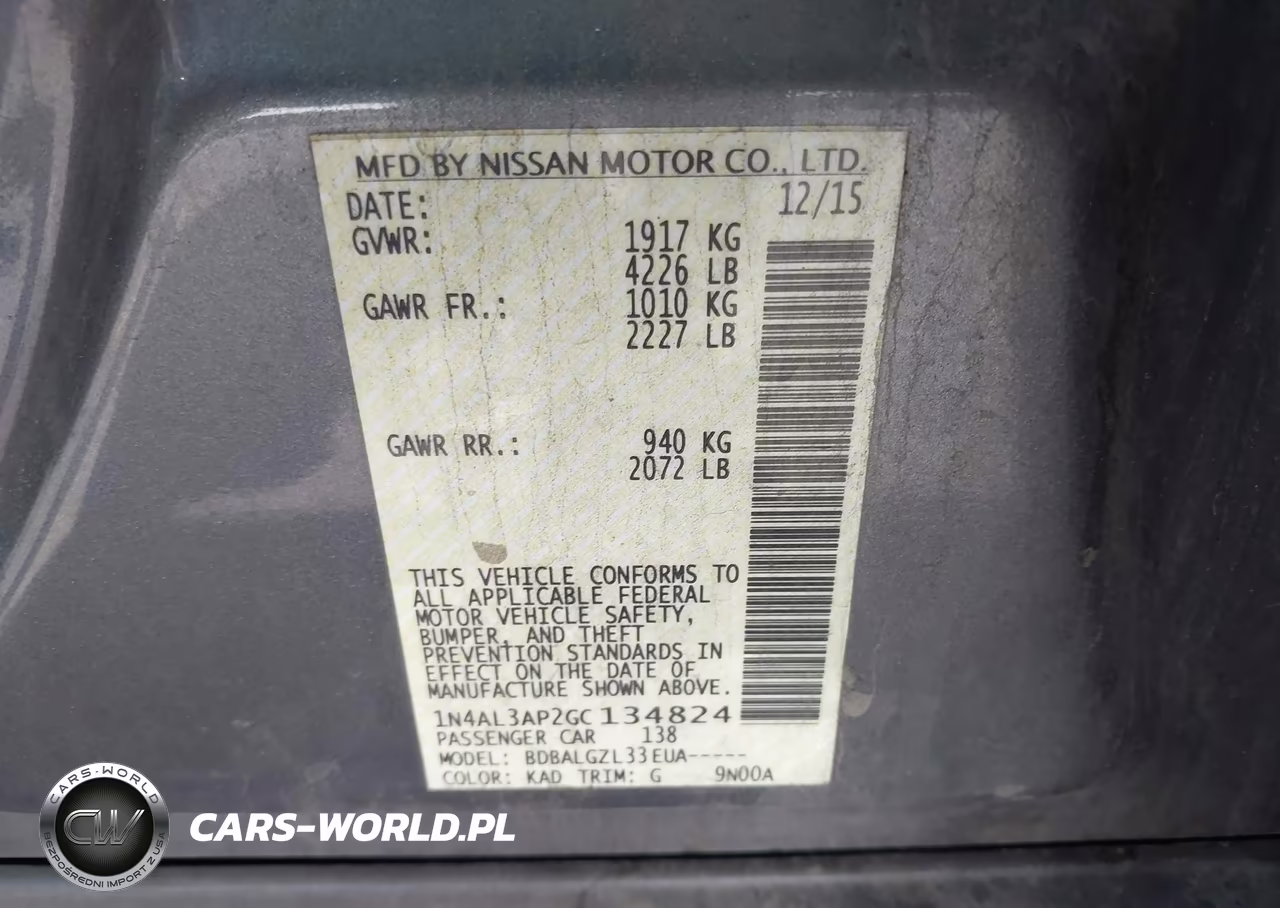 2016 Nissan Altima 2.5-2.5 S-2.5 Sl-2.5 Sr-2.5 Sv VIN:1N4AL3AP2GC134824 - 9