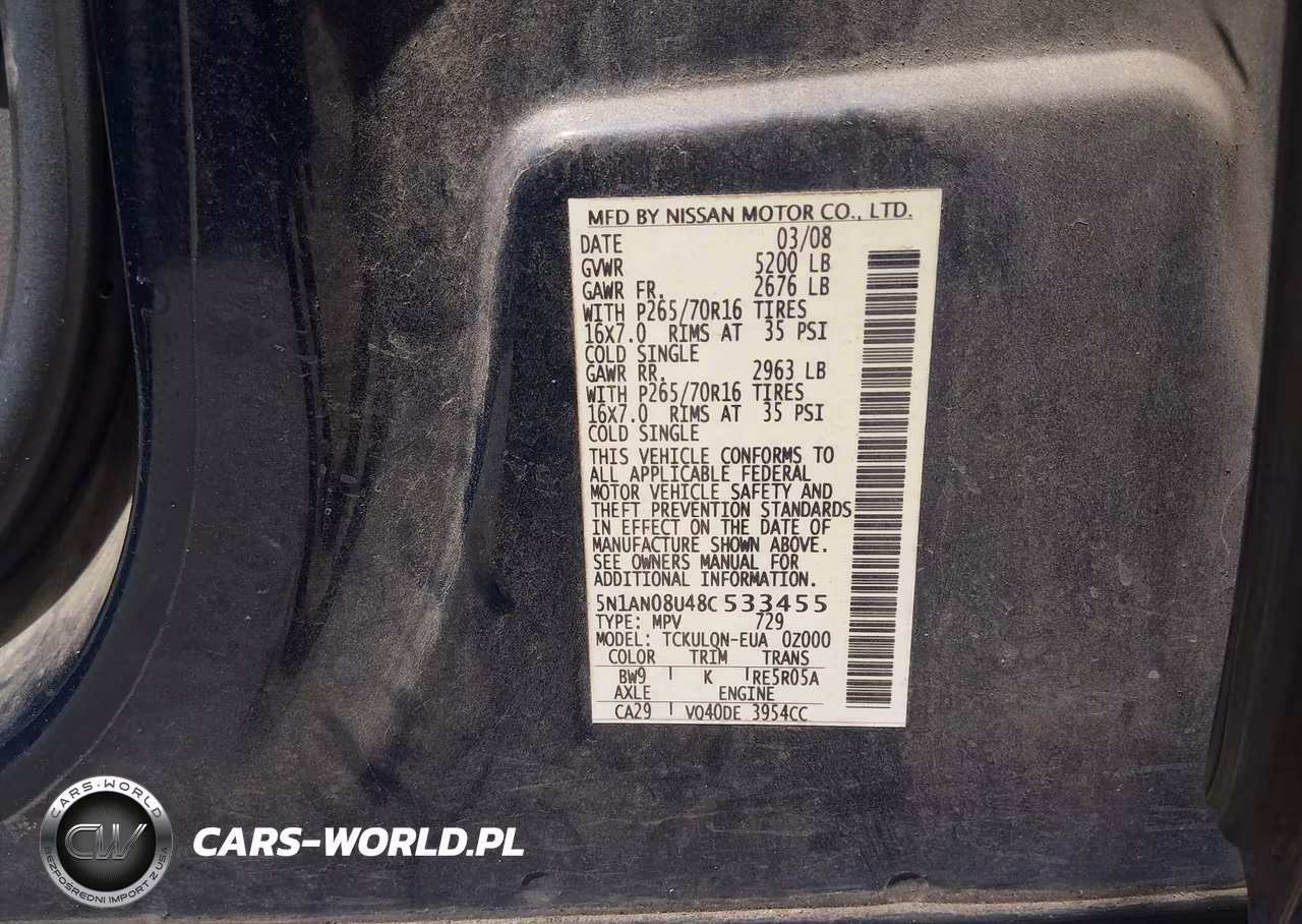 2008 Nissan Xterra X VIN:5N1AN08U48C533455 - 9