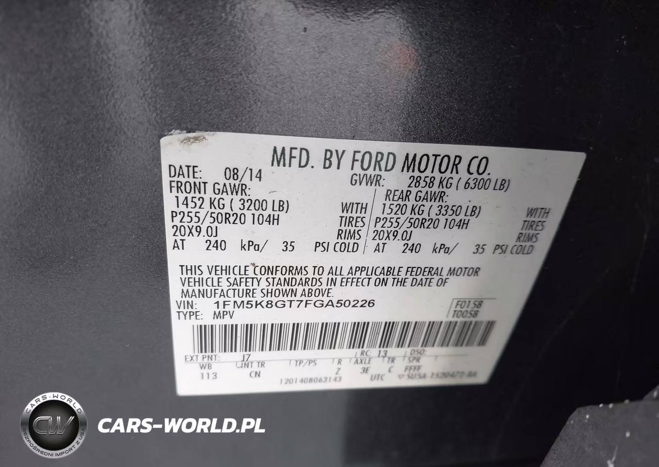 2015 Ford Explorer Sport VIN:1FM5K8GT7FGA50226 - 9