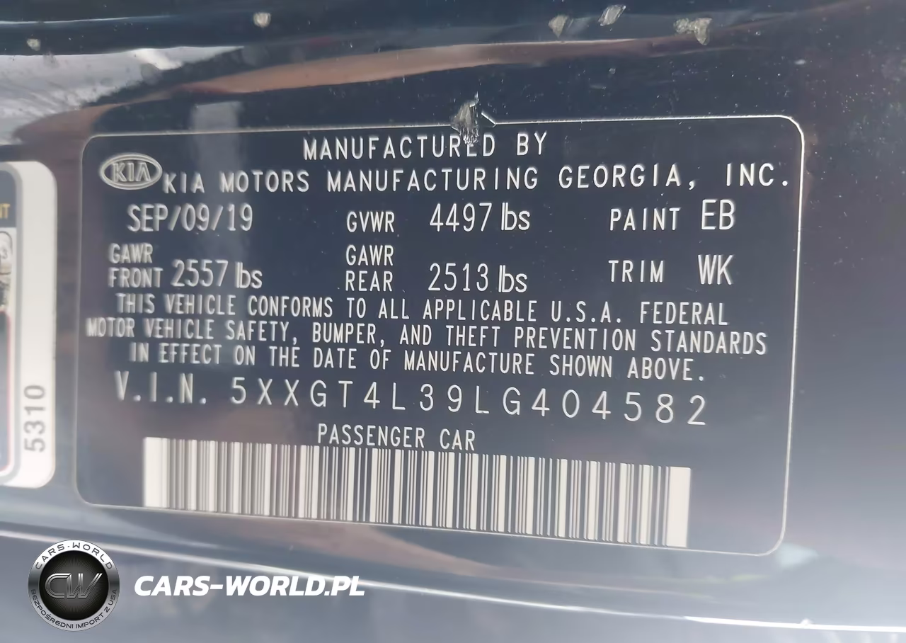 2020 Kia Optima S VIN:5XXGT4L39LG404582 - 9