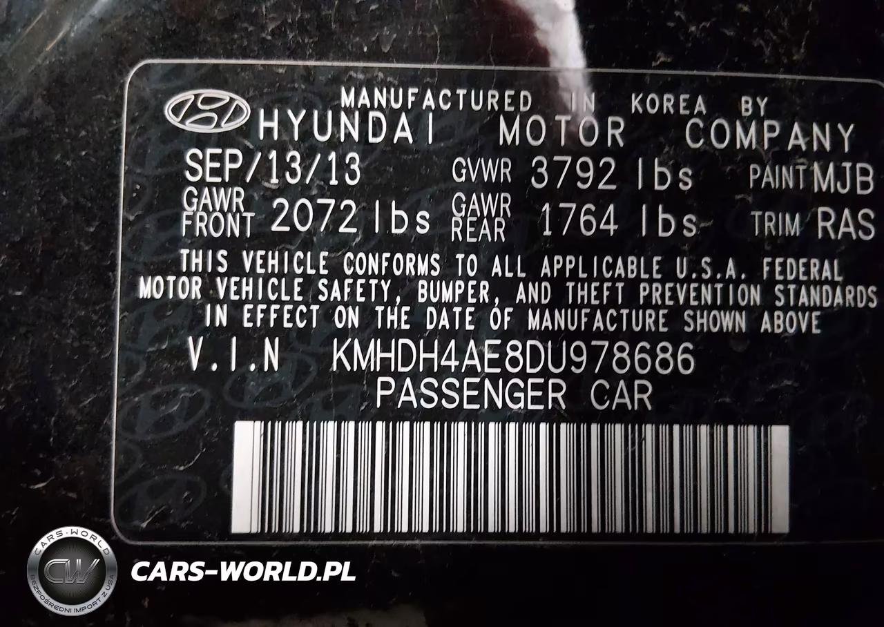 2013 Hyundai Elantra Gls VIN:KMHDH4AE8DU978686 - 9