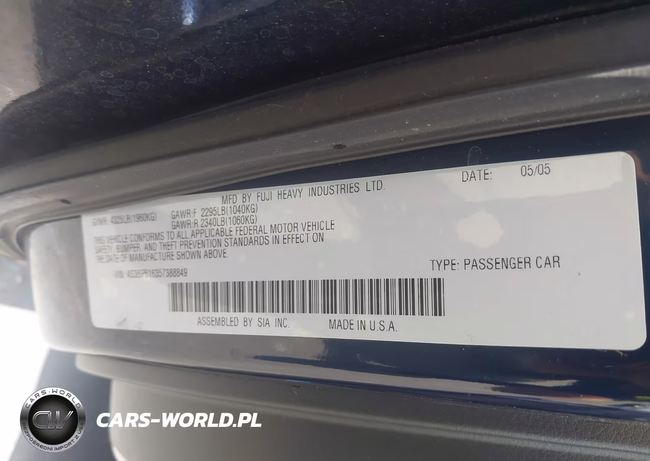 2005 Subaru Legacy 2.5I VIN:4S3BP616357388849 - 9