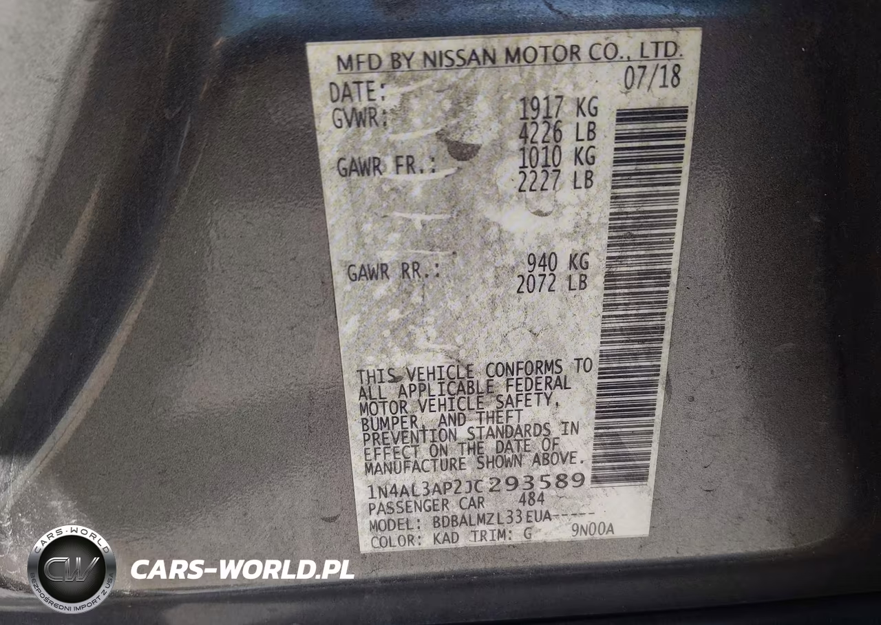 2018 Nissan Altima 2.5 Sv VIN:1N4AL3AP2JC293589 - 9