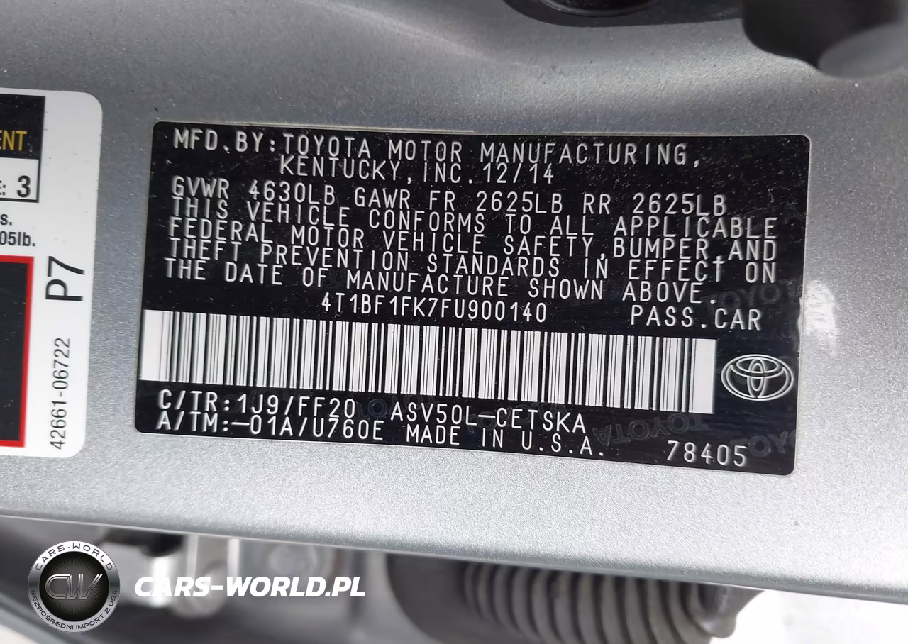 2015 Toyota Camry Se VIN:4T1BF1FK7FU900140 - 9