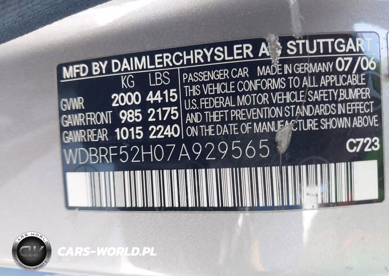 2007 Mercedes-Benz C 230 Sport VIN:WDBRF52H07A929565 - 9