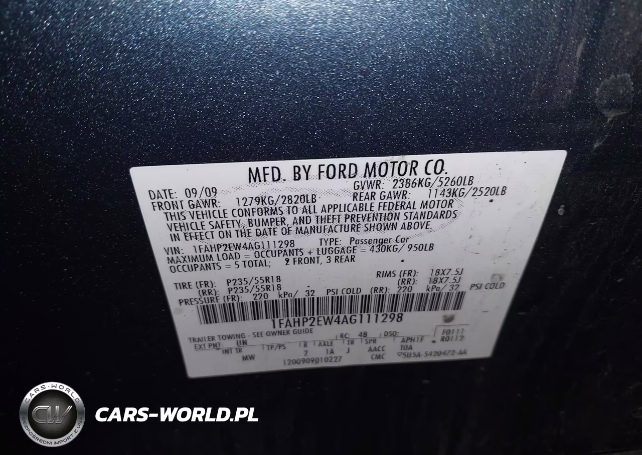 2010 Ford Taurus Sel VIN:1FAHP2EW4AG111298 - 8