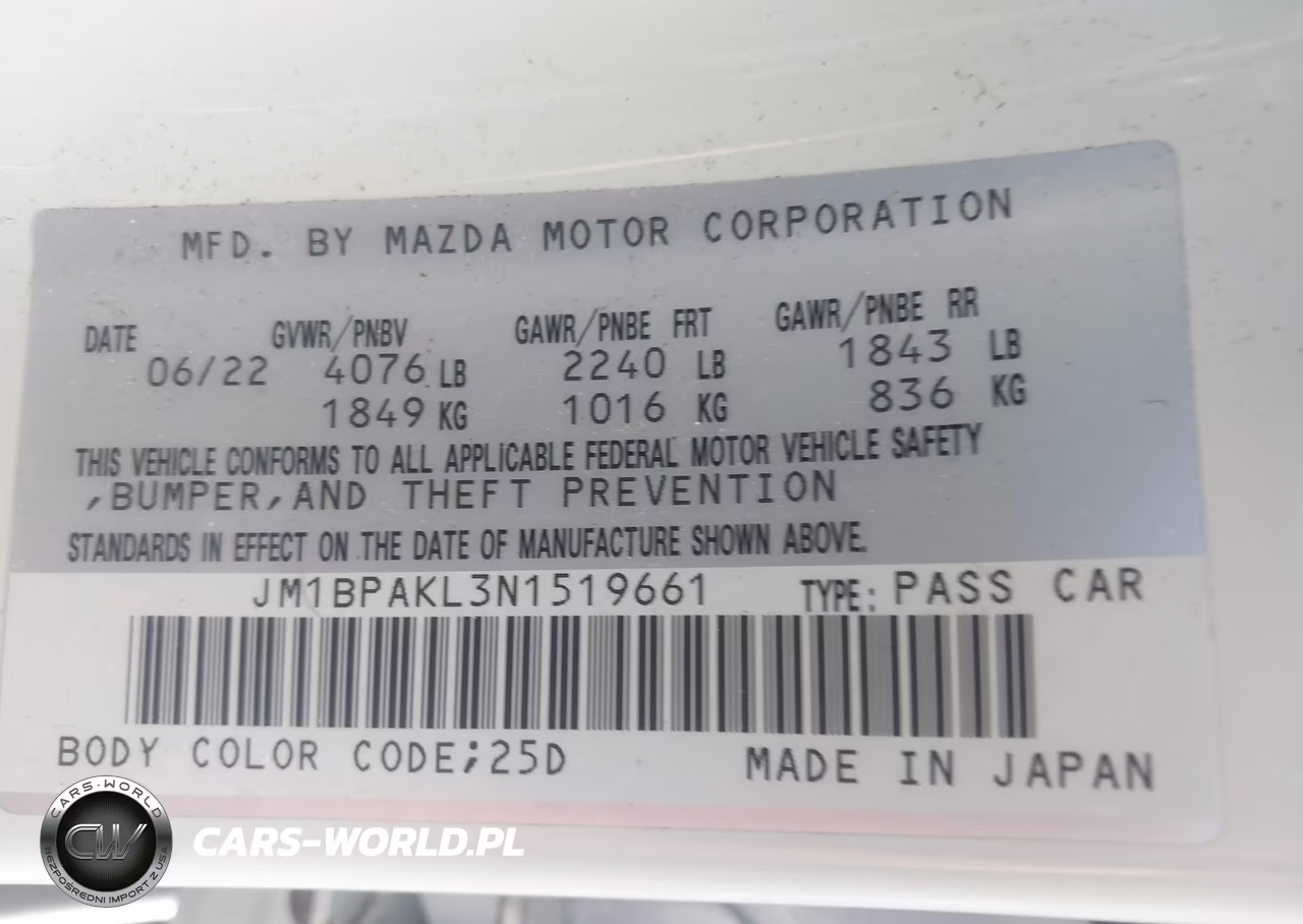 2022 Mazda Mazda3 Select VIN:JM1BPAKL3N1519661 - 9