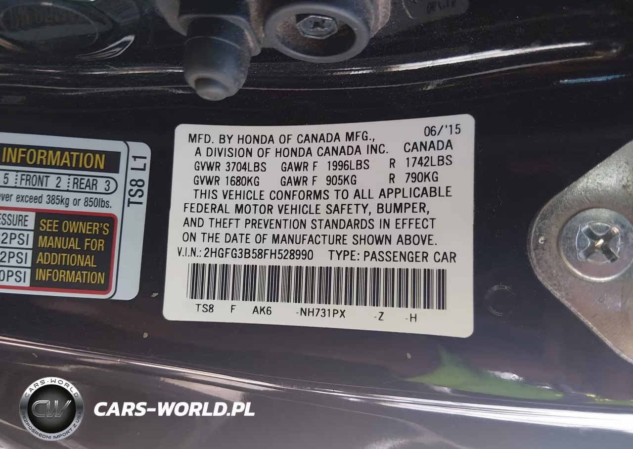2015 Honda Civic Lx VIN:2HGFG3B58FH528990 - 9