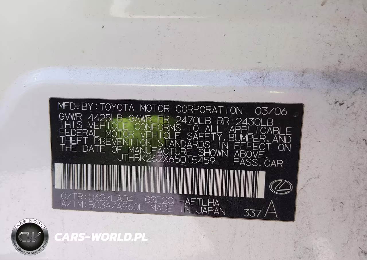 2006 Lexus Is 250 VIN:JTHBK262X65015459 - 9