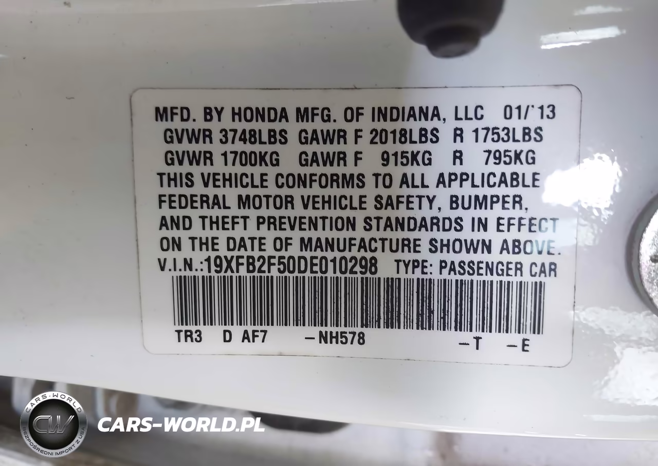 2013 Honda Civic Lx VIN:19XFB2F50DE010298 - 9