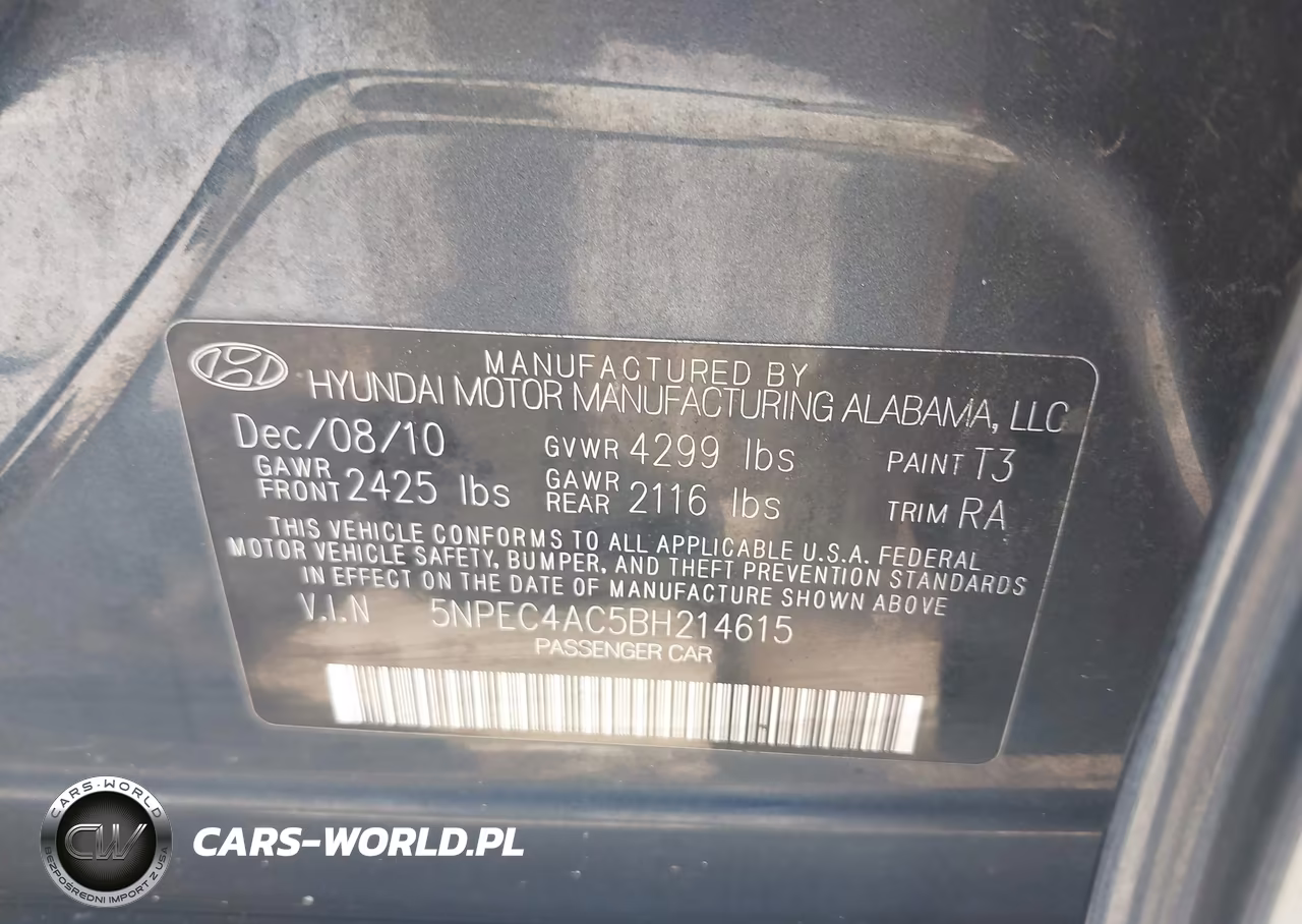 2011 Hyundai Sonata Se VIN:5NPEC4AC5BH214615 - 9