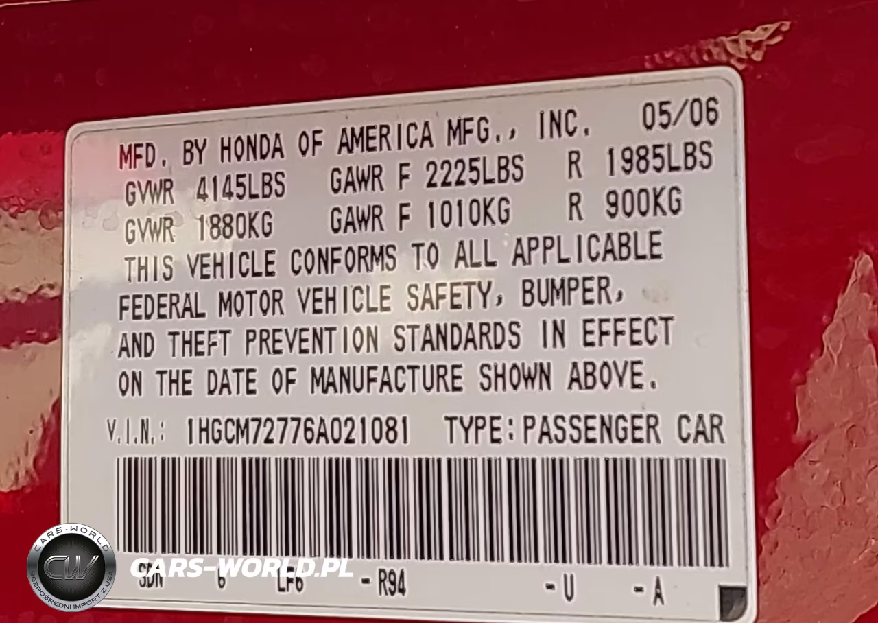 2006 Honda Accord 2.4 Ex VIN:1HGCM72776A021081 - 9
