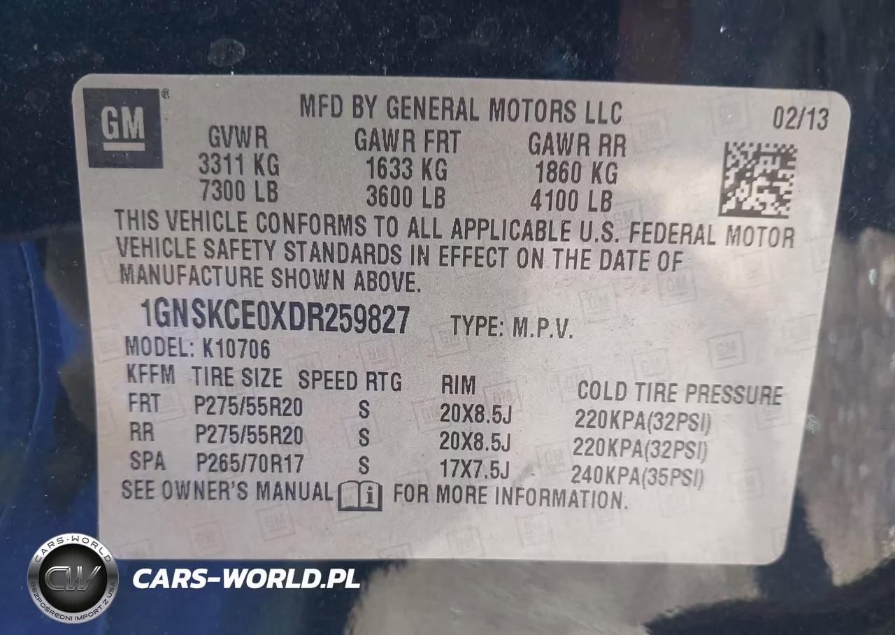 2013 Chevrolet Tahoe Ltz VIN:1GNSKCE0XDR259827 - 9