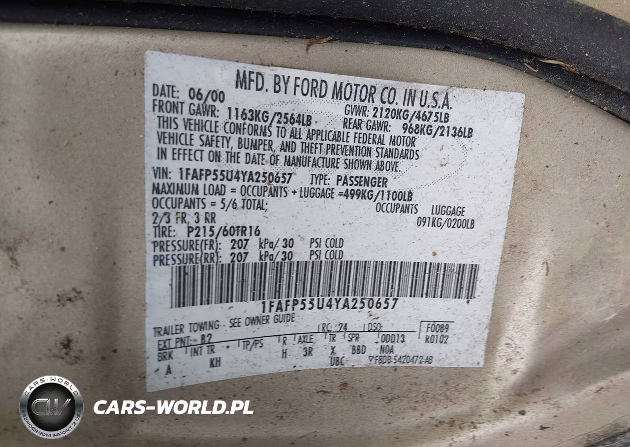 2000 Ford Taurus Ses VIN:1FAFP55U4YA250657 - 9