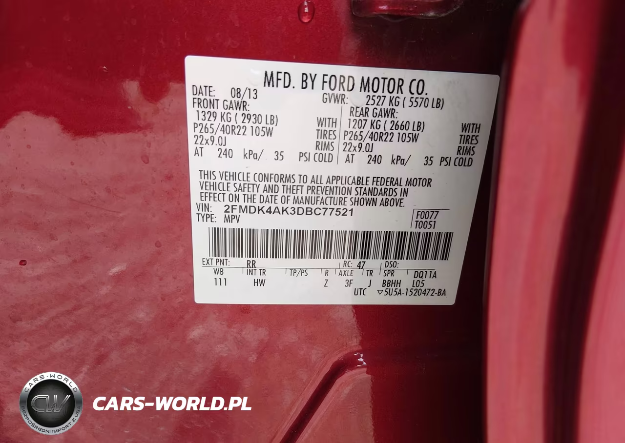 2013 Ford Edge Sport VIN:2FMDK4AK3DBC77521 - 9