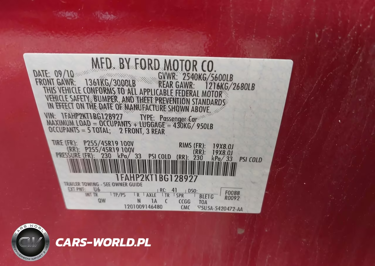 2011 Ford Taurus Sho VIN:1FAHP2KT1BG128927 - 9