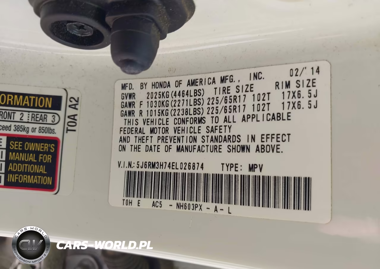 2014 Honda Cr-V Ex-L VIN:5J6RM3H74EL026874 - 9