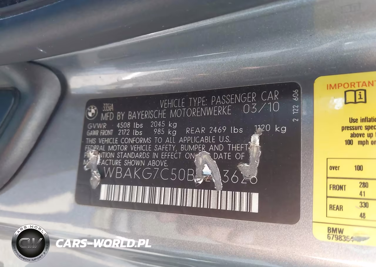 2011 BMW 335I VIN:WBAKG7C50BE263628 - 9
