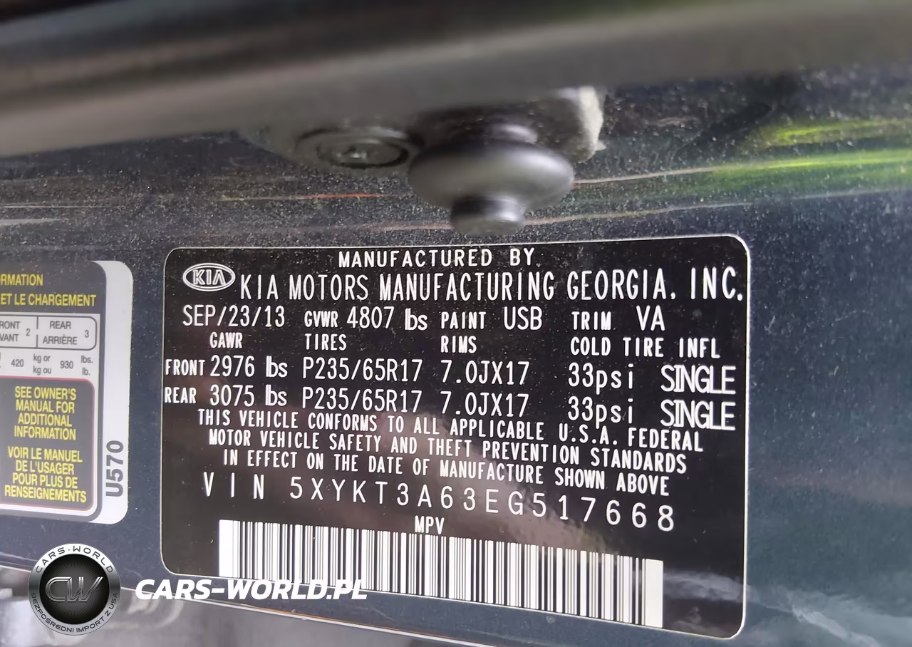 2014 Kia Sorento Lx VIN:5XYKT3A63EG517668 - 9