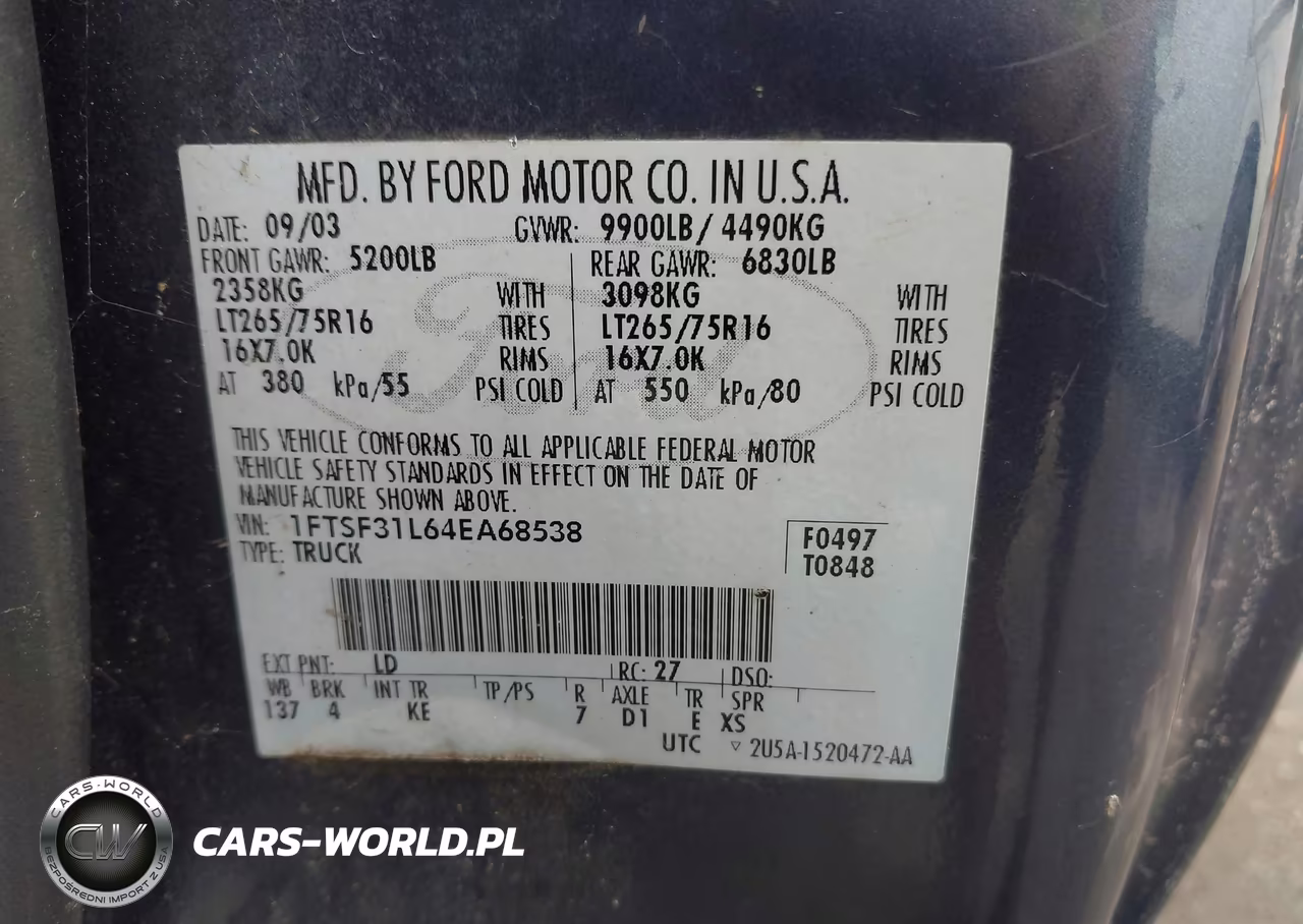 2004 Ford F-350 Xl-Xlt VIN:1FTSF31L64EA68538 - 9