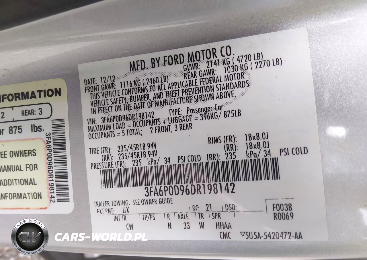2013 Ford Fusion Titanium VIN:3FA6P0D96DR198142 - 9