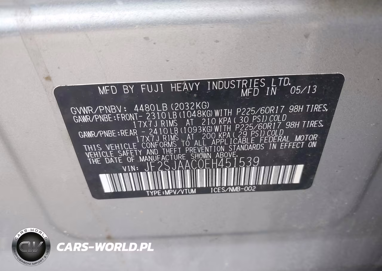 2014 Subaru Forester 2.5I VIN:JF2SJAAC0EH451539 - 9