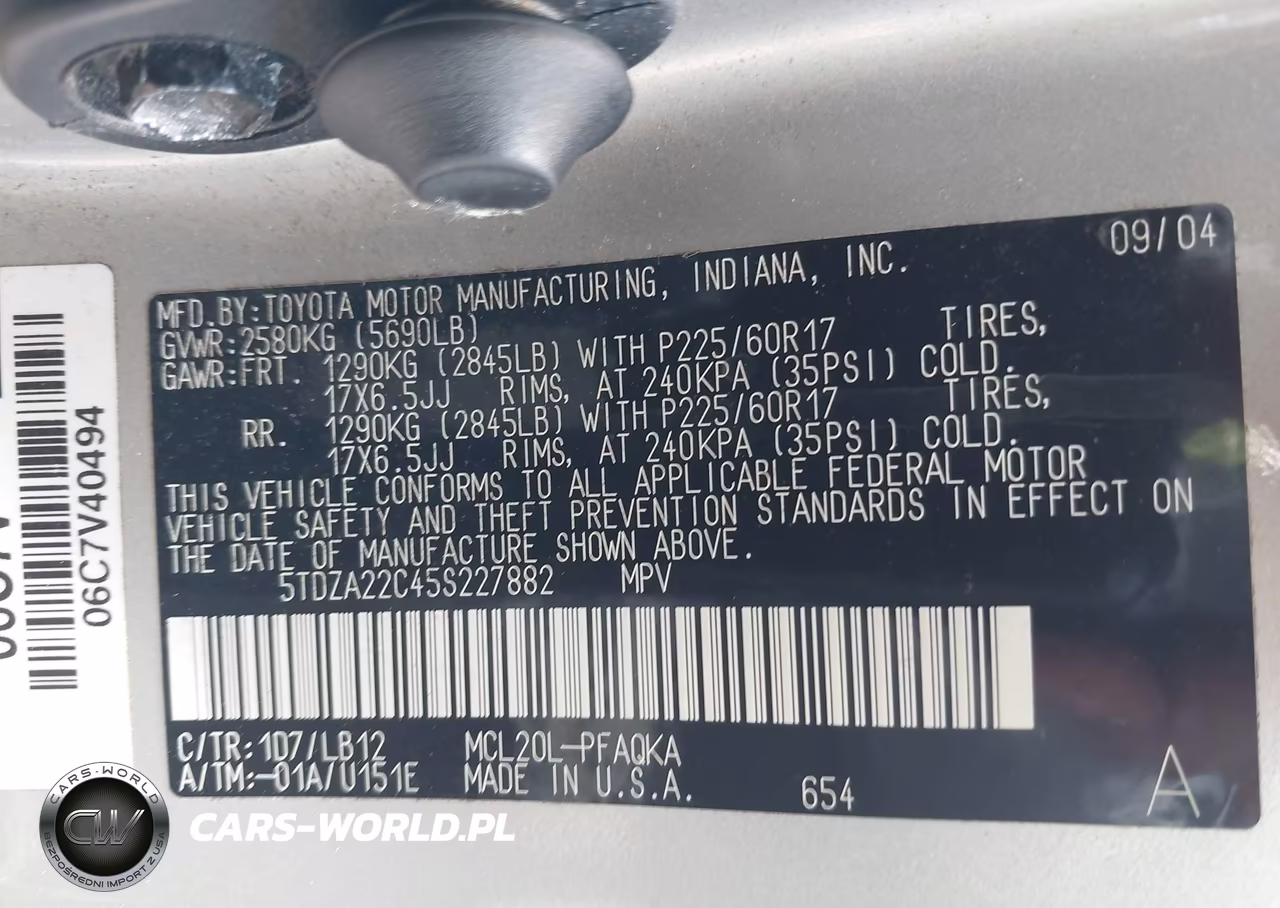 2005 Toyota Sienna Xle VIN:5TDZA22C45S227882 - 9