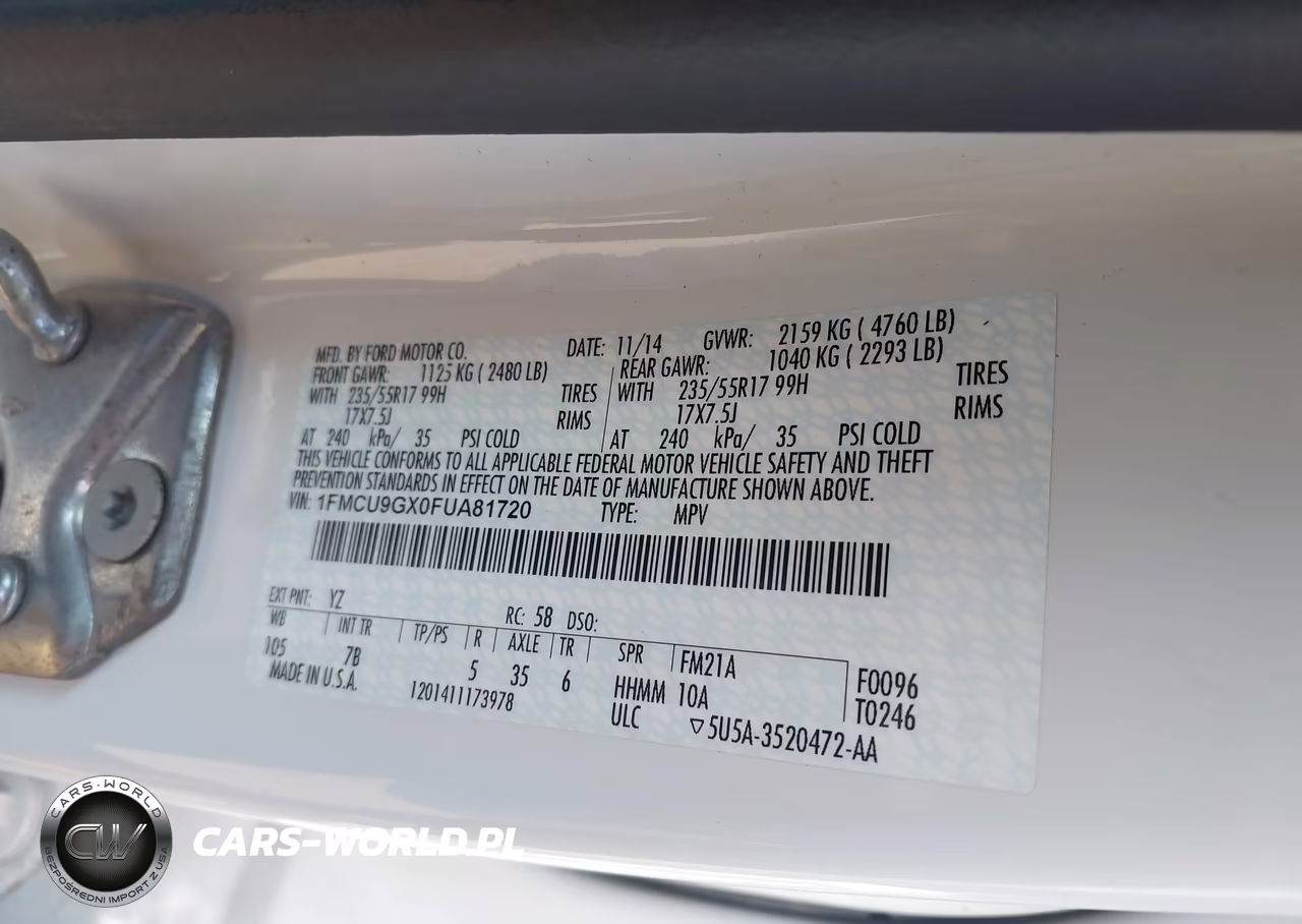 2015 Ford Escape Se VIN:1FMCU9GX0FUA81720 - 9