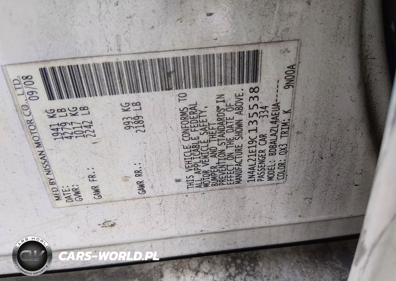 2009 Nissan Altima 2.5 VIN:1N4AL21E19C135538 - 9
