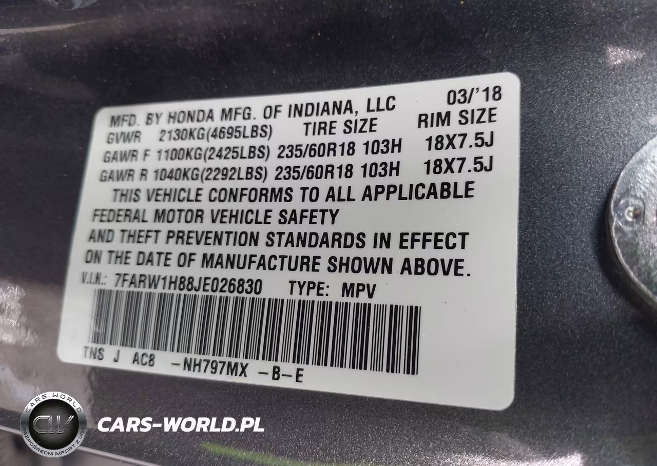 2018 Honda Cr-V Ex-L-Ex-L Navi VIN:7FARW1H88JE026830 - 9